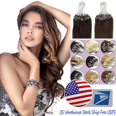 Micro Ring Beads Link Hair Extensions Micro Loop Brazilian Remy Real Human Hair • $35