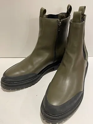 American Eagle AE Rubber Rain Ankle Boot Side Zip Olive Green Women's SZ 11 • $18