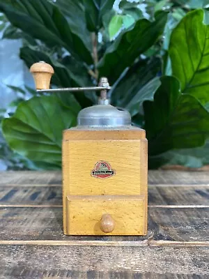 #63 1940’s Zassenhaus Wooden Square Box Coffee Grinder Vintage Espresso Cafe Bar • $440