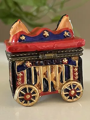 Vintage Miniature Keepsake Porcelain Trinket Box Circus Animal Cargo Train 2  • $7.49