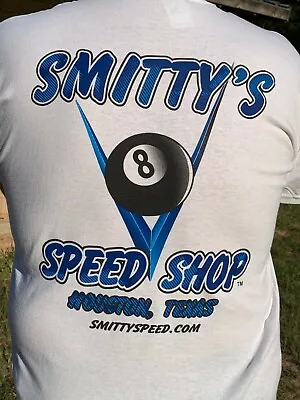 $20.95 • Buy Smitty's Speed Shop White V8 TradeMark Hot Rod T-shirt