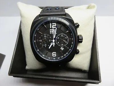 Frye Mens' Moto Engineer Chronograph Watch Black Leather Strap  New With Tags • $149.99