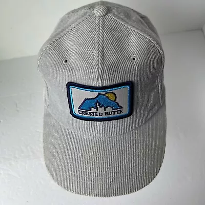 Vintage Crested Butte Colorado Ski Yupoong Gray Corduroy SnapBack Cap Hat • $24.99