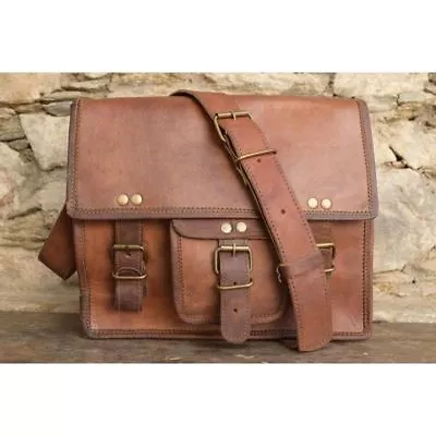 Mens Genuine Vintage Leather Messenger Man Business Sling Briefcase Satchel Bag • $43.62