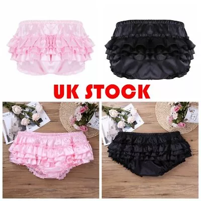 UK Mens Satin Ruffled Bloomer Sissy Crossdress Knickers Briefs Panties Underwear • £13.61