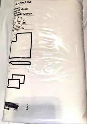 Ikea Fargmara QUEEN 1 Flat + 1 Fitted Sheet + 2 Pillowcase SET WHITE New SEALED • $29.99