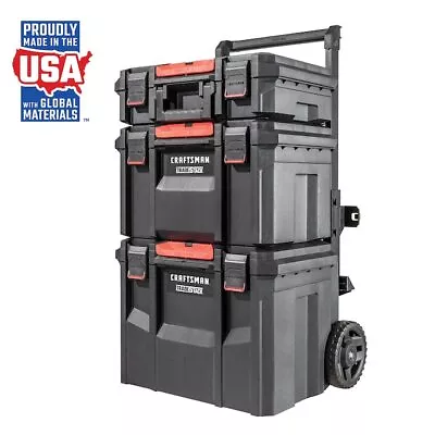 CRAFTSMAN TRADESTACK  22-in Black Plastic Wheels Lockable Tool Box CMST60420 • $165