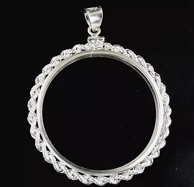 Coin Bezel 38mm Morgan Peace Ike  Sterling Silver Rope With Soldered Bail • $58.25