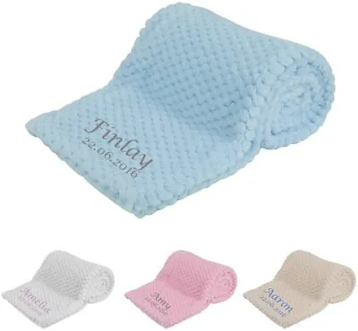 £12.95 • Buy Personalised Baby Blanket Embroidered Soft Breathable New Baby Gifts Present 