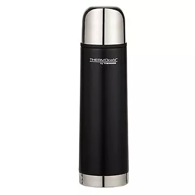 THERMOS THERMOCAFE 1 LITRE BLACK SLIM VACUUM INSULATED FLASK Stainless Steel • $37.95