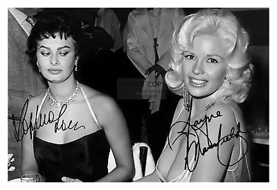 Sophia Loren And Jayne Mansfield At Party Comical Autographed 4x6 Photo • £7.68