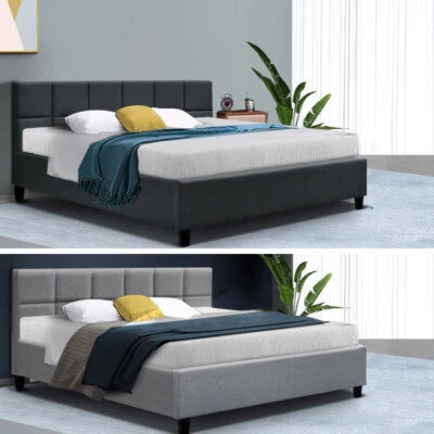 Artiss Bed Frame Queen Double King Single Mattress Base Platform Fabric TINO • $148.95