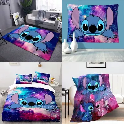 3D Lilo Stitch Bedding Set Duvet Cover Carpet Mat Blanket Curtains Backdrop Gift • $13.99