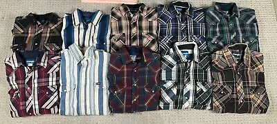 LOT OF 10 Vintage Wrangler Plaid Pearl Snap Shirts Western Flannel Men's Large • $150