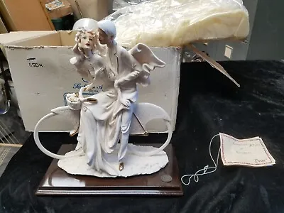 $29.99 • Buy DEAR Handmade Italy Porcelain Wedding Day Couple On Bicycle Statue In Box