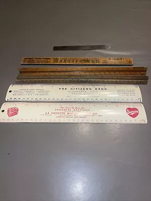 Vintage Lot Of 6 Various Unbranded Rulers Wood  & Metal- Universal Battery + • $12.99