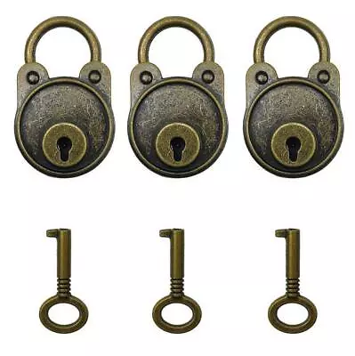 3pcs Vintage Antique Style Mini Archaize Padlocks Key Lock With Keys (Bronze) • $10.72