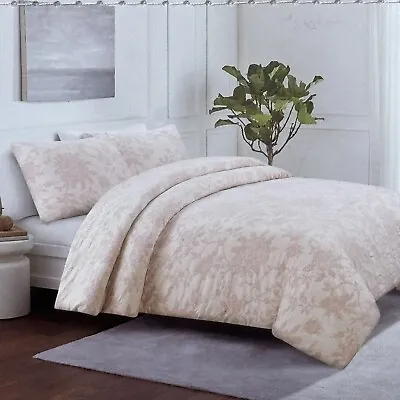 3pc Nicole Miller Artelier Pink King Duvet Cover Sham Set Matelasse Cotton • $149.99