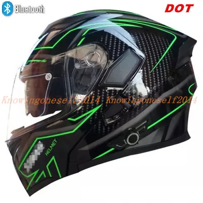 DOT Motorcycle Motor Cross Bluetooth Helmet Modular Dual Visor Flip Up Full Face • $129.99