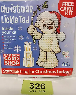 LICKLE TED Happy Christmas Santa Hat Cross Stitch Kit Teddy Bear Mistletoe Snow • £2.99