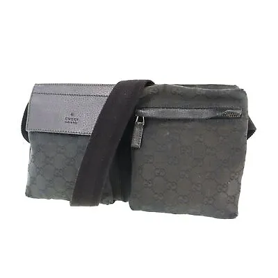GUCCI Original GG Canvas Used Fanny Pack Black Canvas Italy Vintage #AG654 S • $427.09