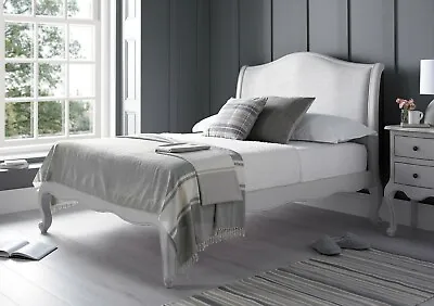 £499 • Buy Grey French Style Double/King Size Wooden Sleigh Bed By Time4Sleep