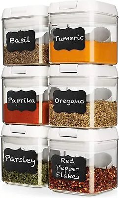 $26.99 • Buy BPA Free Plastic Food Storage Containers With Airtight Lids, Spoons, Set Of 6
