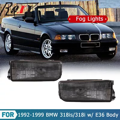 Fog Lights For 92-99 BMW E36 M3 3 Series Replace Factory Lamp Smoke Glass Lens • $37.99