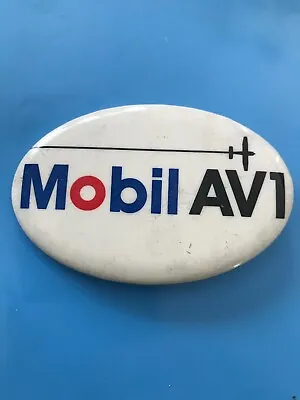 Vintage Mobil Aviation AV1 Gas Oil Pinback Advertising Pin Button 1990s • $14.99