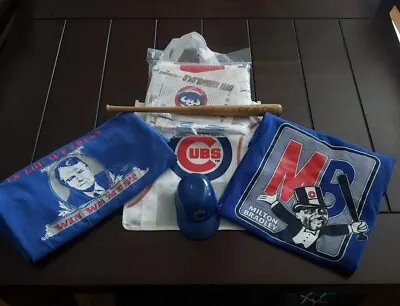 Chicago Cubs Lot Of 6 Items - Shirts Mini Bat Helmet Retro Logo Flag Tote Bag • $24.99