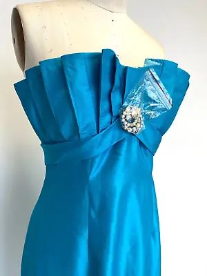 Blue Prom Dress Size 8 Beaded Mermaid Two Tone Aqua Hi-Low Party Gown Sz 8 • $169.92