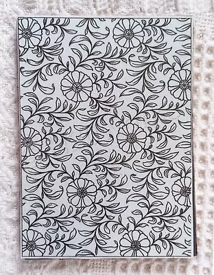 RARE VTG Floral Background Rubberstamp Michele Charles Large Unmounted Stamp • $12.56