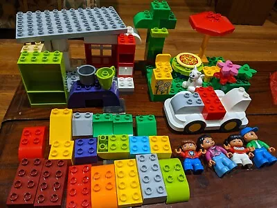 75pc DUPLO Lego HOUSE Furniture Pet CAT Family FIGURES Kids CAR Garden Acssrs ++ • $24.99