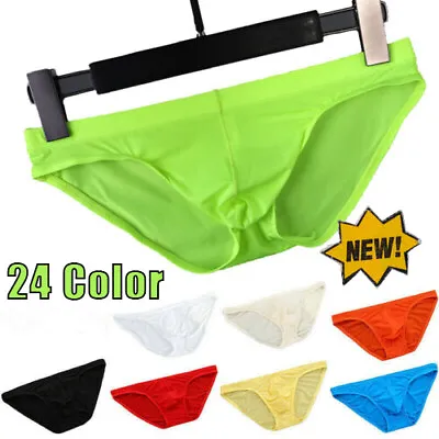 Mens Ice Silk Briefs Sexy Low Waist Bikini Panties Pouch Breathable Underwear US • $2.97