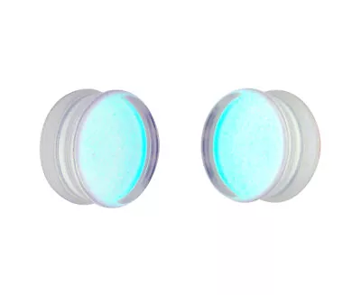 Iridescent Aurora Borealis Glass Double Flare Plugs Gauges (PG-562) • $11.49