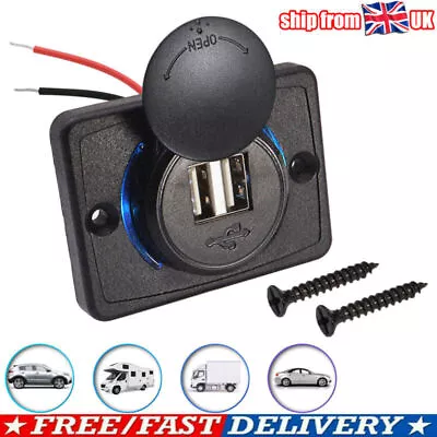 3.1A 12-24V Dual USB Charger Car Boat RV Fast Charge Socket Power Outlet Panel • £5.58