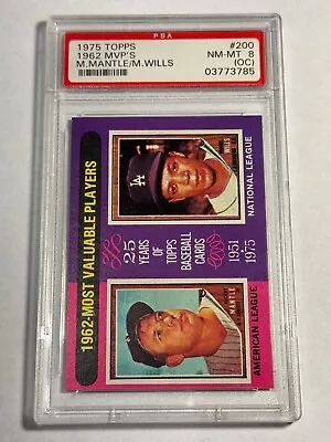 1975 Topps  1962 MVP's Micky Mantle / Maury Wills  #200 - PSA 8 - NM-MT • $54.95