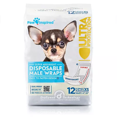 12ct Paw Inspired Disposable Male Dog Wraps Belly Band For Male Dog Diapers XS-L • $14.99