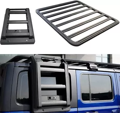 Roof Rack Cargo Basket & Ladder For 2018-2024 Jeep Wrangler JL Aluminum Black • $799