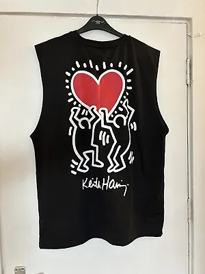 Mens Keith Haring Black Vest Top / Tank Top With Print Uk Size S • £26
