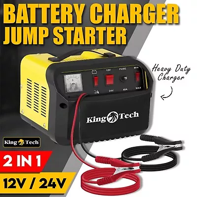 Kingtech 2in1 Battery Charger Jump Starter New Dual Heavy Duty Car Charger 40Amp • $119