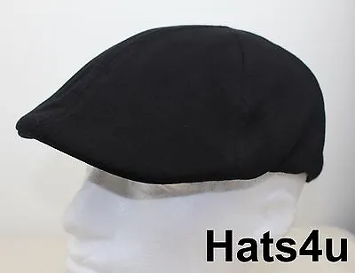 £5.99 • Buy Mens Ladies Black Cotton Flat Cap, S M L XL New