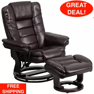 Leather Recliner With Ottoman Contemporary Stressless Chair Headrest Comfortable • $834.99