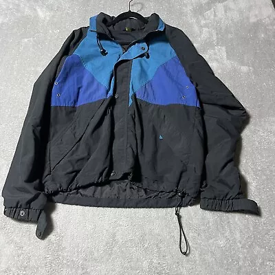 Vintage Field & Stream Windbreaker Jacket Mens Medium Black Blue Vented • $24.95