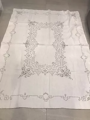 Embroidered  Table Cloth Vintage As Is • $40