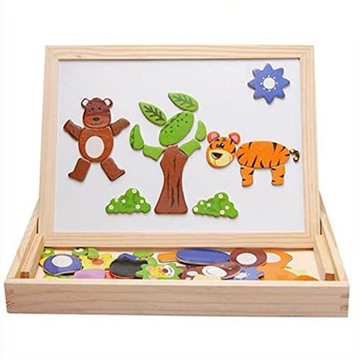£16.79 • Buy Wooden Magnetic Puzzle, Double Sides Drawing Board, Animal Travel Easel Dry