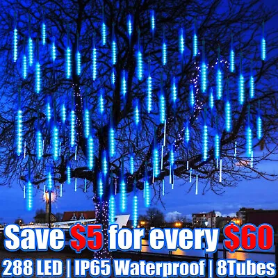 288 LED Solar Lights Meteor Shower Rain Tree String Light Outdoor Garden Party • $9.95