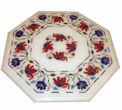 12  Marble Table Top Semi Precious Stone Floral Inlay Marquetry Work Home Decor • £251.43