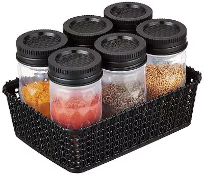 Indian Traditional Twister Airtight Plastic Jar With Basket Holder Black 6pcs • $29.10