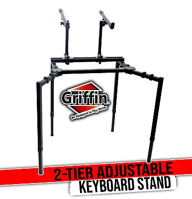 Double Piano Keyboard & Laptop Stand By GRIFFIN | 2 Tier/Dual Studio Mixer Mount • $56.25